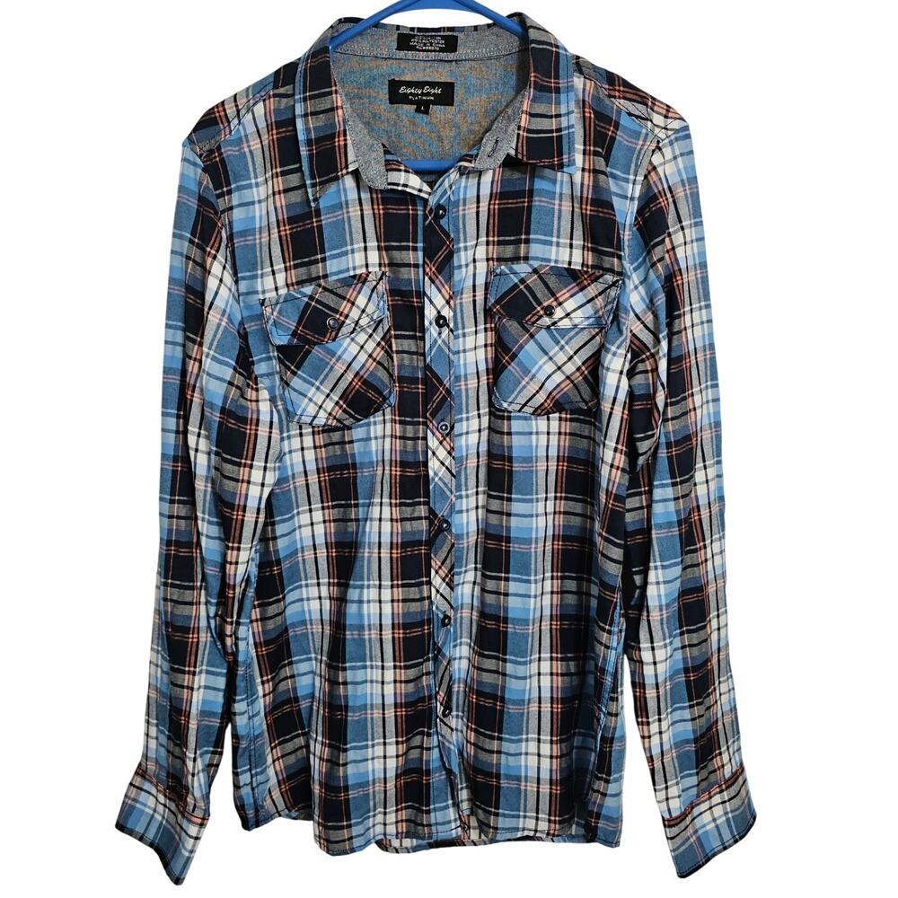 Eighty Eight Platinum Men's Plaid Button Down Shirt Large‎ Casual Western Skater
